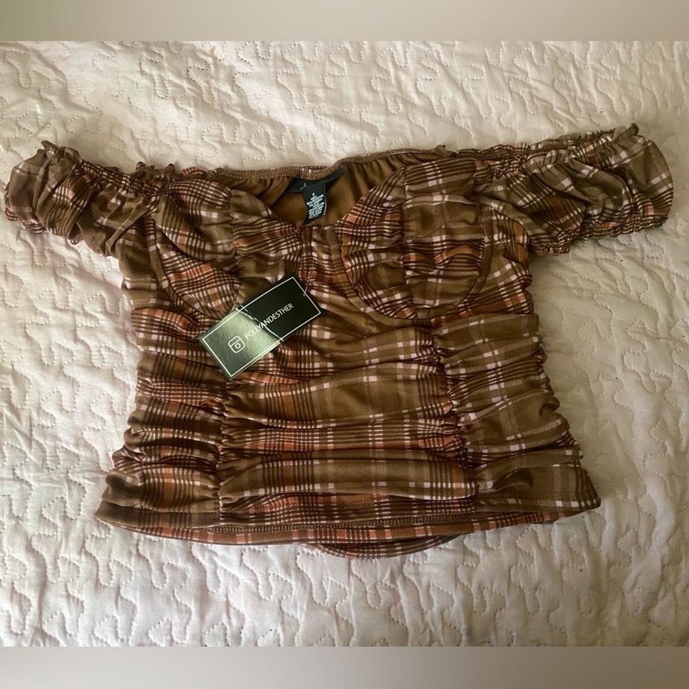Brown off the shoulder top